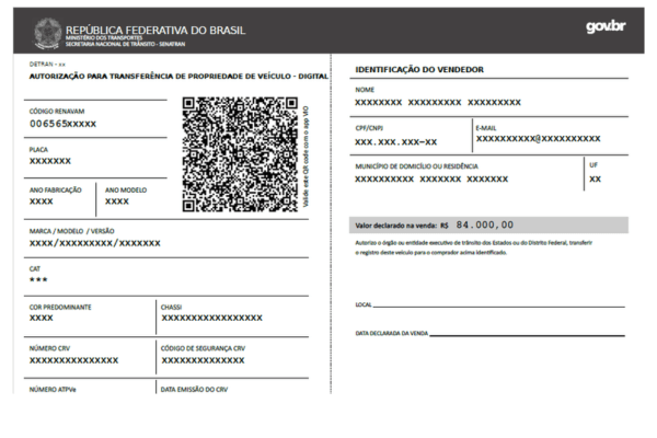 Demonstração do documento ATPV-e Autorização para Transferência