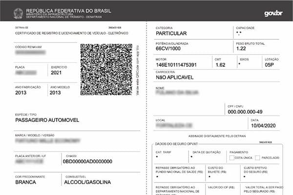Demonstração das informações do CRLV Digital MT